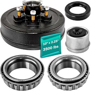 10" x 2-1/4" Trailer Brake Drum Kit 5 on 5" for 3500 lbs Heavy Duty 5 Bolt Trailer Brake Drums 1/2"-20 L68149/L44649 Trailer Brake Hub Drum Assembly 008-249-07,84557,22002K