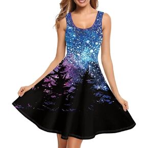 TOADDITDO Womens Casual Summer Tank Sleeveless Knee Length Dress