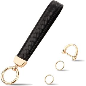 XGALBLA Microfiber Leather Wristlet Keychain, Car Key Chain Holder with 2 Key Ring and D Ring, Key Fob Wristband for Women