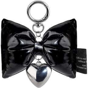 Y2k Keychain Phone Leather Accessories Heart Bow Pendant Car Bag Key Chain Phone Charm key chains,Black