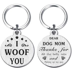 Alotozo Dog Mom Mothers Day Keychian - I Woof You Dog Mom Gifts - Christimas Birthday Thanksgiving Key Chains for Doggy Woman