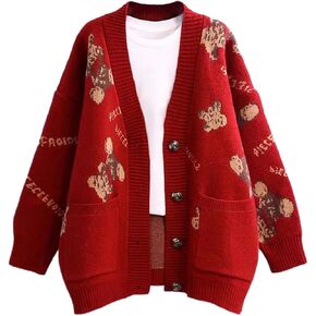 Women's Button-Down Long Sleeve Cable Knit Cardigan Sweater Open Front Button Long Cardigan Sweater