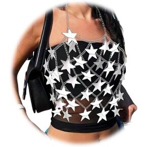 Star Sequins Chest Chains Bikini Bra Top Festival Rave Party Outfit Stars SequinTop Body Chain Jewerly for Women