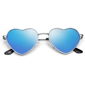 Eiuizah Polarized Heart Sunglasses for Women Men - Cute Trendy Sun Glasses Metal Frame UV400 Protection Lens