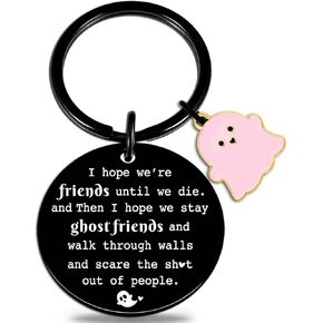 igvean Friendship Gifts Funny Friendship Keychain Gifts for Women Friends Halloween Basket Ghost Friend Gifts for Her Girls Soul Sister Long Distance Friendship Keychain Christmas Keepsakes