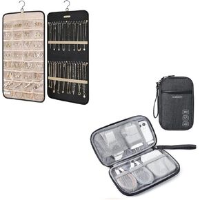 BAGSMART Hanging Jewelry Organizer + Cord Organizer Travel Cable Organizer