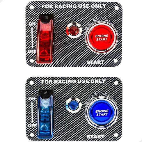 DC12V Racing Car Ignition Switch Panel Rocking Switch+ Engine Start Push Button with Blue Indicator Light for Power Speediness Racing Cars in Kuwait