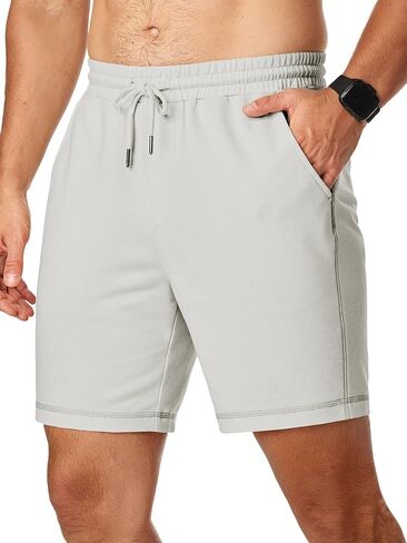 JMIERR Mens Gym Shorts Cotton 7" Running Workout Shorts Zipper Pocket Sweat Athletic Shorts in Kuwait