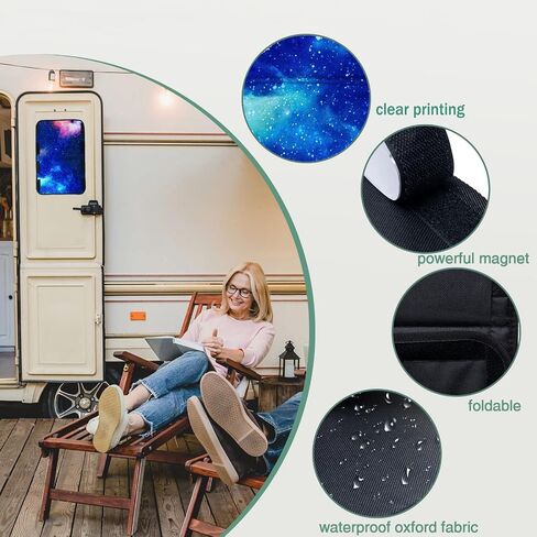 ظل نافذة باب RV، تصميم فريد من نوعه على شكل سمكة المحيط، غطاء نافذة تعتيم RV قابل للطي، حماية 100% من الأشعة فوق البنفسجية غطاء نافذة باب مقطورة التخييم نسيج أكسفورد سميك (سمك) in Saudi Arabia