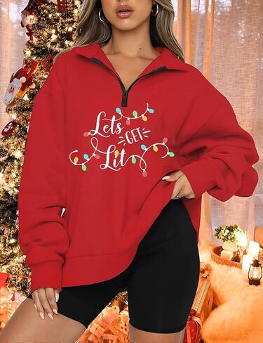 iliheyov Christmas Sweatshirts Women I'm Fine Everything is Fine Sweatshirt Light Long Sleeve Pullover Half Zip Top in Saudi Arabia
