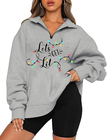 iliheyov Christmas Sweatshirts Women I'm Fine Everything is Fine Sweatshirt Light Long Sleeve Pullover Half Zip Top in Saudi Arabia