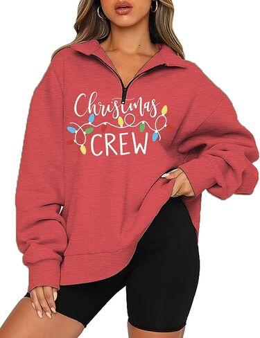 iliheyov Christmas Sweatshirts Women I'm Fine Everything is Fine Sweatshirt Light Long Sleeve Pullover Half Zip Top in Saudi Arabia
