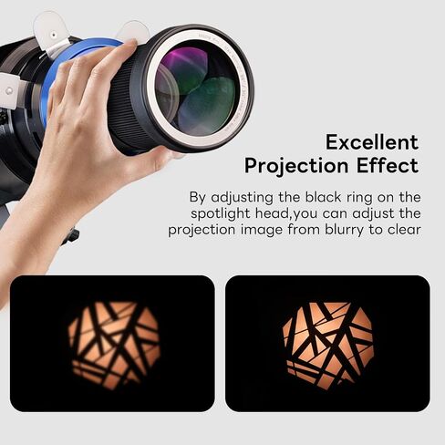 Bowens Mount Snoot Spotlight Gobo Projector- Compatible with Aputure Amaran 60D/XS/100X/D 200D/X, Godox SL60, includes 5 Color Filters and 31 Gobos. with 4 Leaves Barndoor Insert Studio Photography in Kuwait