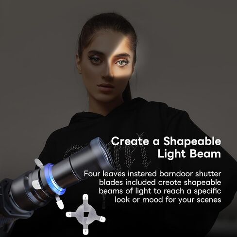 Bowens Mount Snoot Spotlight Gobo Projector- Compatible with Aputure Amaran 60D/XS/100X/D 200D/X, Godox SL60, includes 5 Color Filters and 31 Gobos. with 4 Leaves Barndoor Insert Studio Photography in Kuwait
