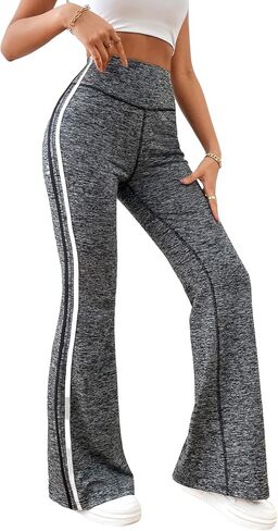 OYOANGLE Women's High Waisted Bootcut Yoga Pants Flare Leg Bell Bottom Trousers Grey L in Saudi Arabia