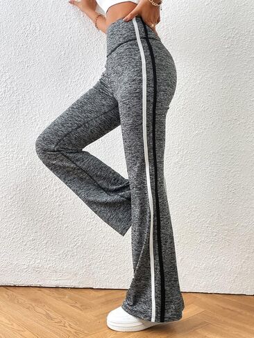 OYOANGLE Women's High Waisted Bootcut Yoga Pants Flare Leg Bell Bottom Trousers Grey L in Saudi Arabia