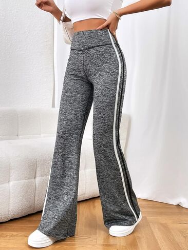 OYOANGLE Women's High Waisted Bootcut Yoga Pants Flare Leg Bell Bottom Trousers Grey L in Saudi Arabia