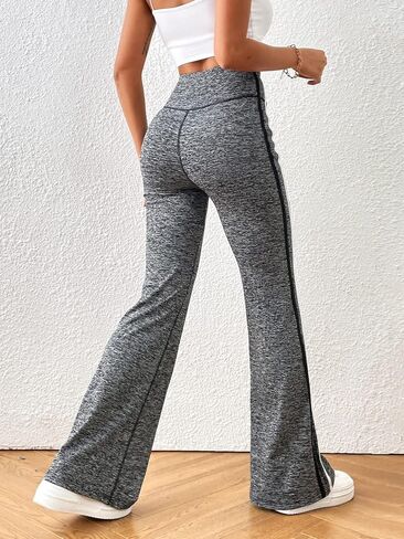 OYOANGLE Women's High Waisted Bootcut Yoga Pants Flare Leg Bell Bottom Trousers Grey L in Saudi Arabia