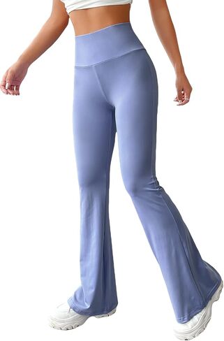 OYOANGLE Women's High Waisted Bootcut Yoga Pants Flare Leg Bell Bottom Trousers Grey L in Saudi Arabia