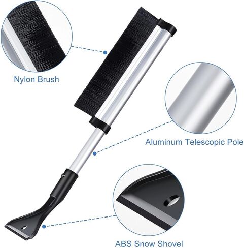 Qisan 16"-24" Snow Brush and Ice Scrapers for Car Windshield Cleaning, Extendable Ice Scraper with Foam Grip | Snow Brush for Car Accessories | Truck Snow Brush | Windshield Snow Remover in Saudi Arabia