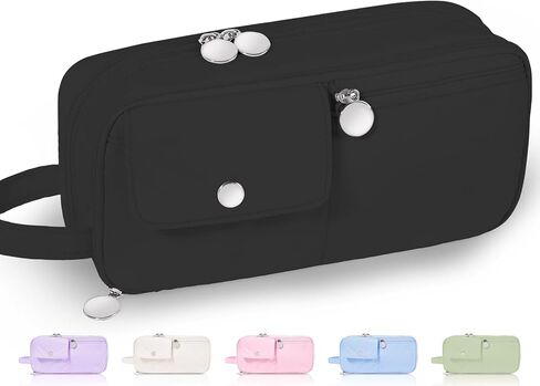 Sooez Large Capacity Pencil Case with Premium Soft-touch Fabric, Aesthetic Pencil Pouch with Shiny Metallic Zipper, Soft Pencil Bag Stationery Organizer, Simple & Portable School Supplies for Girls in Saudi Arabia