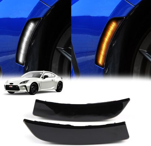 KUNGKIC For Toyota GR86 Subaru BRZ 2021 2022 2023 2024 LED Turn Signal Brake Parking Side Marker Light Daytime Running Waterproof Sequential Blink Sport Style Extend Decoration Accessories Black Lens in Kuwait