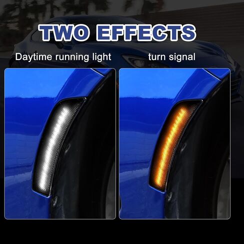 KUNGKIC For Toyota GR86 Subaru BRZ 2021 2022 2023 2024 LED Turn Signal Brake Parking Side Marker Light Daytime Running Waterproof Sequential Blink Sport Style Extend Decoration Accessories Black Lens in Kuwait