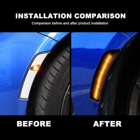 KUNGKIC For Toyota GR86 Subaru BRZ 2021 2022 2023 2024 LED Turn Signal Brake Parking Side Marker Light Daytime Running Waterproof Sequential Blink Sport Style Extend Decoration Accessories Black Lens in Kuwait