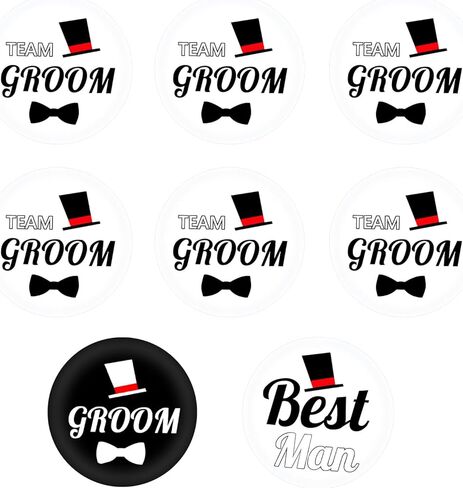 دبابيس فريق العريس، دبابيس أزرار حفلات الزفاف، لوازم هدايا فرقة القبيلة لحفلات العزوبية، مجموعة هدايا ديكور حفلات الزفاف (8 قطع) in Kuwait