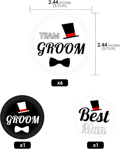 دبابيس فريق العريس، دبابيس أزرار حفلات الزفاف، لوازم هدايا فرقة القبيلة لحفلات العزوبية، مجموعة هدايا ديكور حفلات الزفاف (8 قطع) in Kuwait