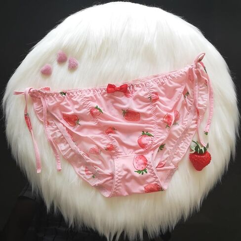 4 Pack Japanese Girl Underwear Strawberry Pattern Panties Women's undies Pants Briefs Sexy Ribbon Adjustable Sides Tie… in Kuwait
