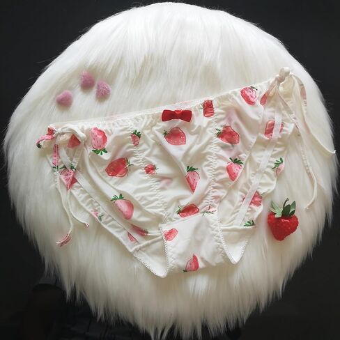 4 Pack Japanese Girl Underwear Strawberry Pattern Panties Women's undies Pants Briefs Sexy Ribbon Adjustable Sides Tie… in Kuwait