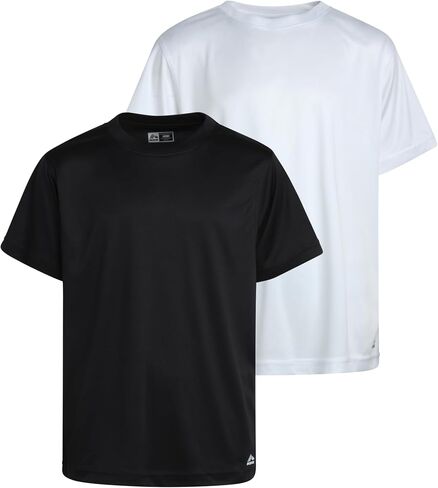RBX Boys' Athletic T-Shirt - 2 Pack Active Performance Dry-Fit Sports Tee (Size 4-16), Size 10-12, White/Grey in Kuwait