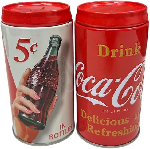 The Tin Box Company Coca Cola Salt and Pepper Set with Holder, Red (776817-12) in Saudi Arabia
