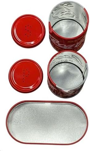The Tin Box Company Coca Cola Salt and Pepper Set with Holder, Red (776817-12) in Saudi Arabia