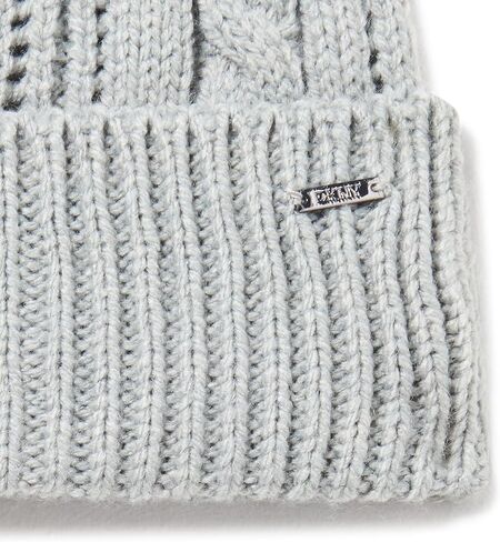 DKNY womens Logo Bar Faux Fur Pom Cable Knit Hat in Saudi Arabia
