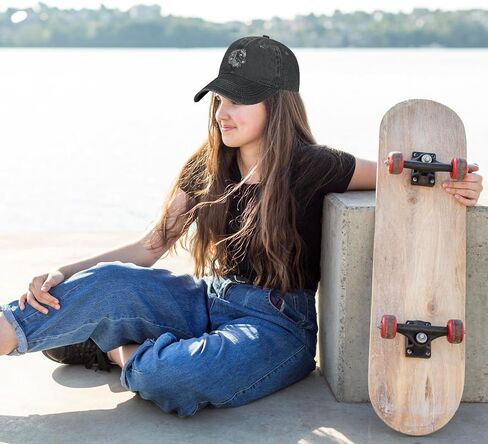 Women's Floral and Horse Hat for Horse Lover Men Women, Adjustable Vintage Distressed Washed Cotton Dad Baseball Cap in Kuwait