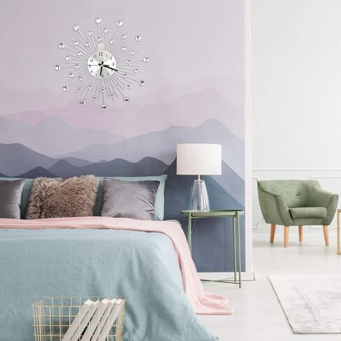 ساعة حائط كريستالية عصرية ثلاثية الأبعاد، فاخرة 12 بوصة غير موقوتة - ساعة حائط معدنية مرصعة لغرفة المعيشة، الفندق، ديكور غرفة النوم in Kuwait