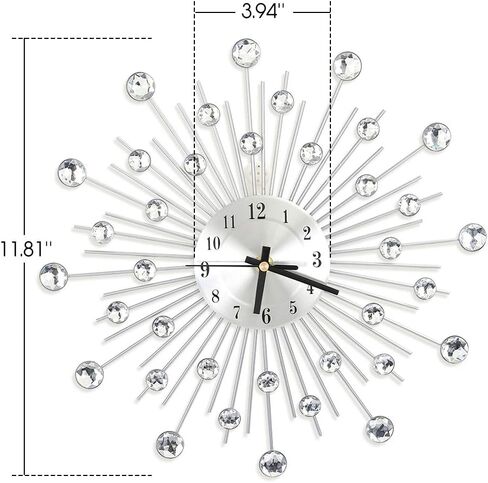 ساعة حائط كريستالية عصرية ثلاثية الأبعاد، فاخرة 12 بوصة غير موقوتة - ساعة حائط معدنية مرصعة لغرفة المعيشة، الفندق، ديكور غرفة النوم in Kuwait