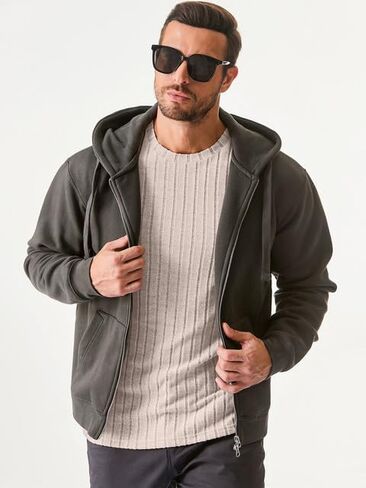 JMIERR Mens Casual Long Sleeve Lightweight T-Shirt Slim Fit Knit Crew Neck Stretch Ribbed Undershirts for Men, US38(S), Black in Saudi Arabia