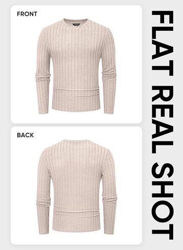 JMIERR Mens Casual Long Sleeve Lightweight T-Shirt Slim Fit Knit Crew Neck Stretch Ribbed Undershirts for Men, US38(S), Black in Saudi Arabia