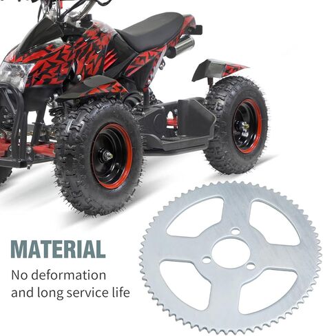 ضرس خلفي 68T 25H ترس ثلاثي الفتحات لوحة مسطحة 26 مم من الفولاذ الخلفي ضرس بديل متوافق مع 47cc 49cc دراجة نارية صغيرة ATV Karts in Kuwait