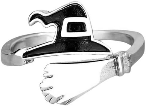 Halloween Ghost Pumpkin Open Adjustable Ring Band Witch Hat Magic Broom Statement Wrap Finger Rings Punk Comfort Fit Jewelry Festive Party Gifts for Women Daughter in Saudi Arabia
