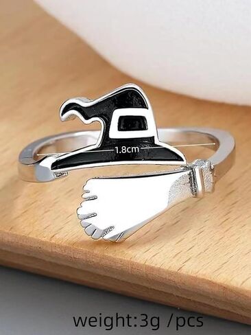 Halloween Ghost Pumpkin Open Adjustable Ring Band Witch Hat Magic Broom Statement Wrap Finger Rings Punk Comfort Fit Jewelry Festive Party Gifts for Women Daughter in Saudi Arabia
