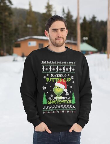 ALLNTRENDS Buckle Up Butter Cup You Just Flipped My Switch Ugly Christmas Sweatshirt in Saudi Arabia