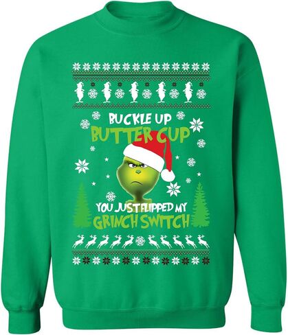 ALLNTRENDS Buckle Up Butter Cup You Just Flipped My Switch Ugly Christmas Sweatshirt in Saudi Arabia