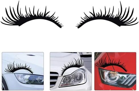 2PCS Black Car Headlight Eyelashes Stickers,Fashion Fake Eyelash Decal for Car Headlight,Universal Car Lamp Cover Sticker Self-Adhesive Stripe Decal Decoration for Car Truck Headlamp Headlight in Saudi Arabia