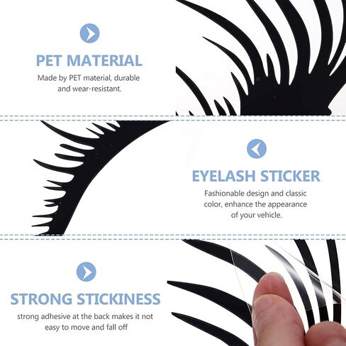 2PCS Black Car Headlight Eyelashes Stickers,Fashion Fake Eyelash Decal for Car Headlight,Universal Car Lamp Cover Sticker Self-Adhesive Stripe Decal Decoration for Car Truck Headlamp Headlight in Saudi Arabia