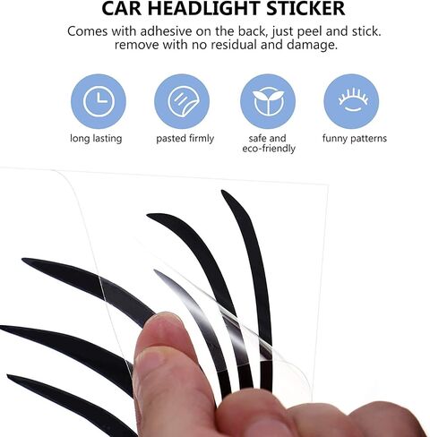 2PCS Black Car Headlight Eyelashes Stickers,Fashion Fake Eyelash Decal for Car Headlight,Universal Car Lamp Cover Sticker Self-Adhesive Stripe Decal Decoration for Car Truck Headlamp Headlight in Saudi Arabia