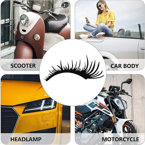 2PCS Black Car Headlight Eyelashes Stickers,Fashion Fake Eyelash Decal for Car Headlight,Universal Car Lamp Cover Sticker Self-Adhesive Stripe Decal Decoration for Car Truck Headlamp Headlight in Saudi Arabia